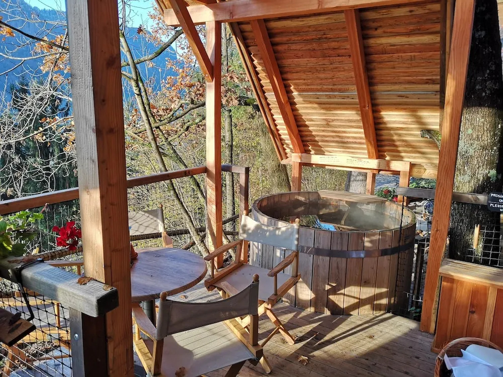 Tent with balcony