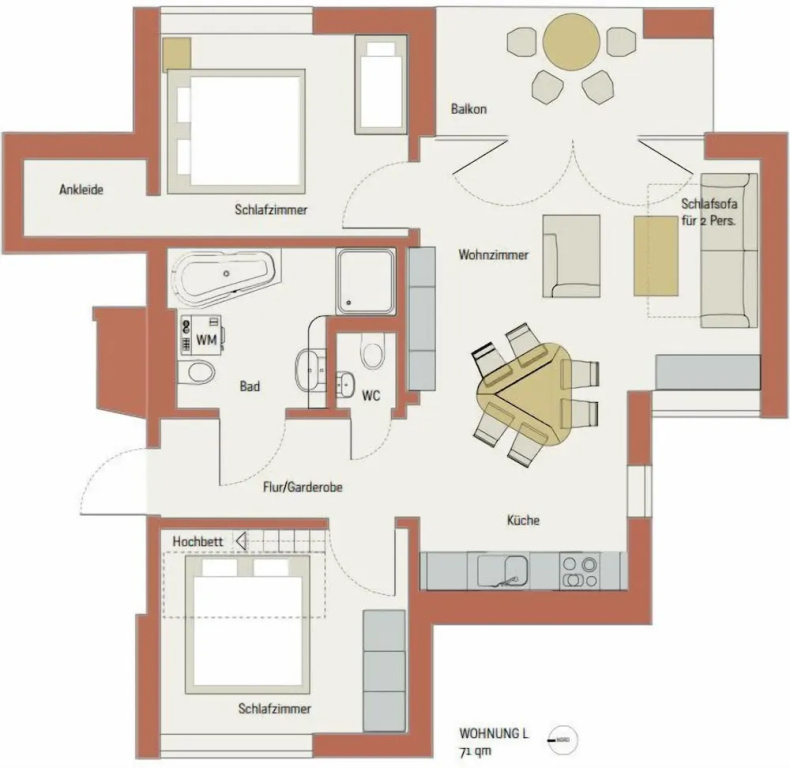 2 Bedrooms Apartment