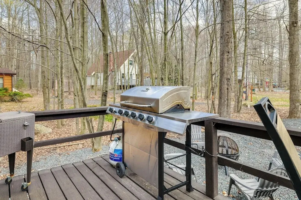 Fire Pit & Deck: Inviting Pocono Lake Home