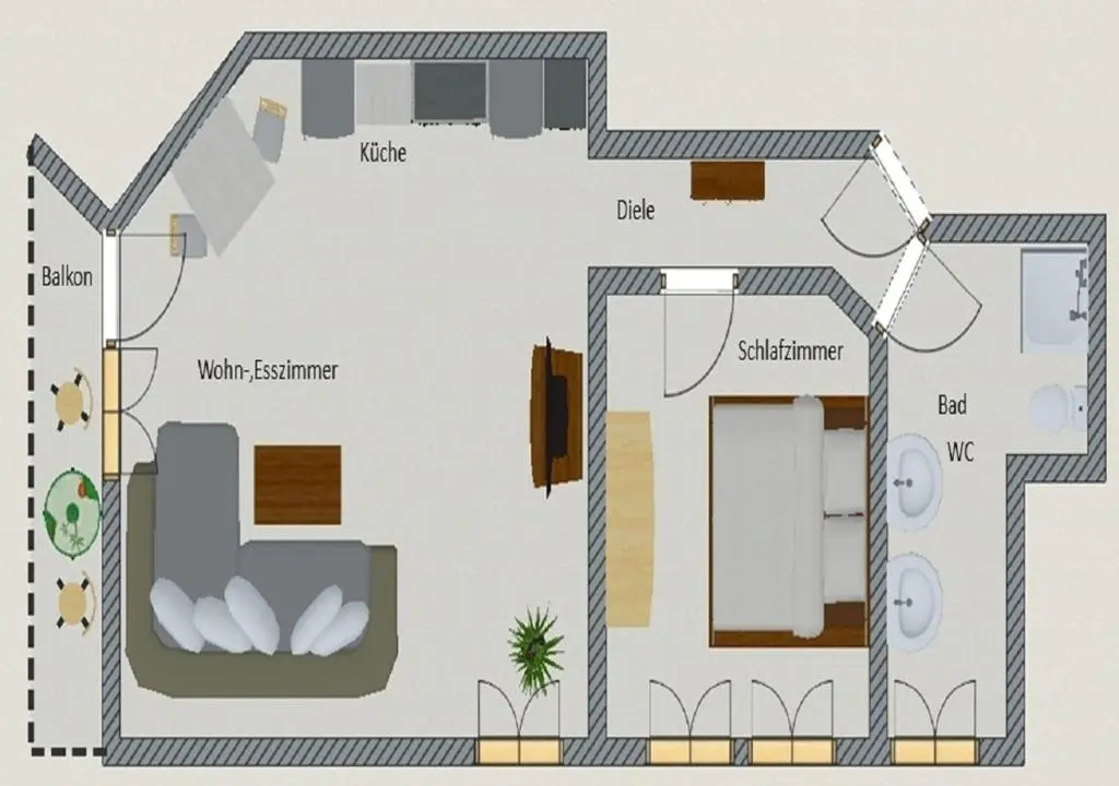 Apartment with garden view