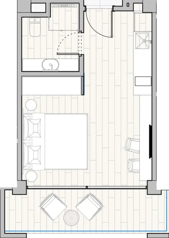 1 Bedroom Studio with balcony and with city view