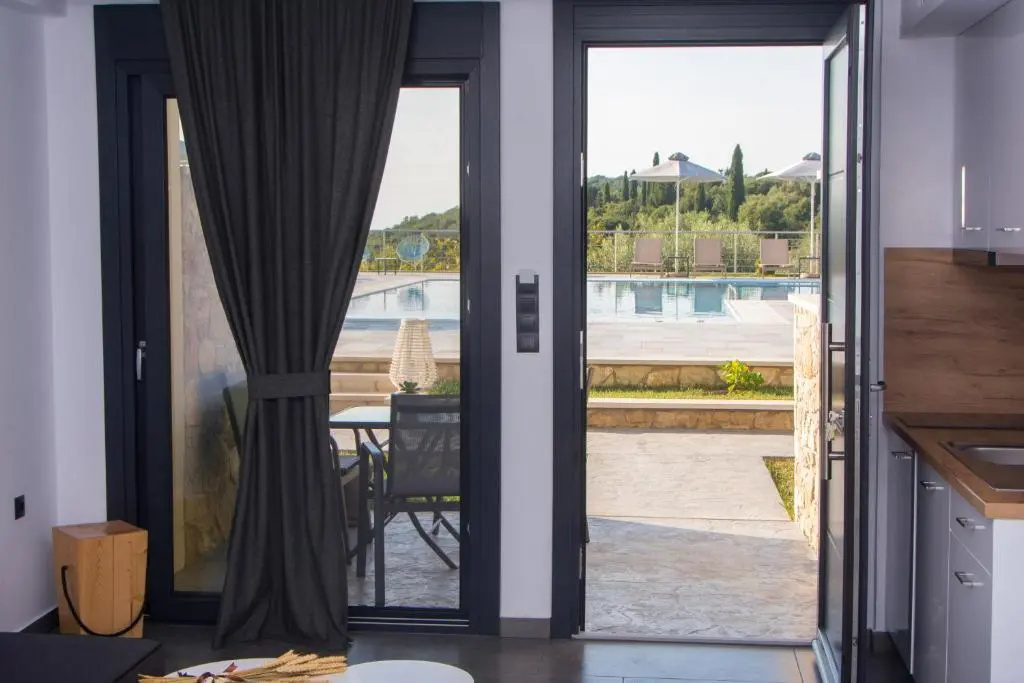 Studio with pool view