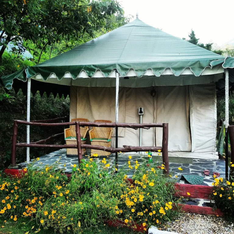 Tent with balcony