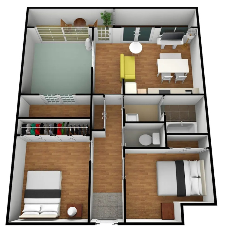 3 Bedrooms Family Apartment with balcony