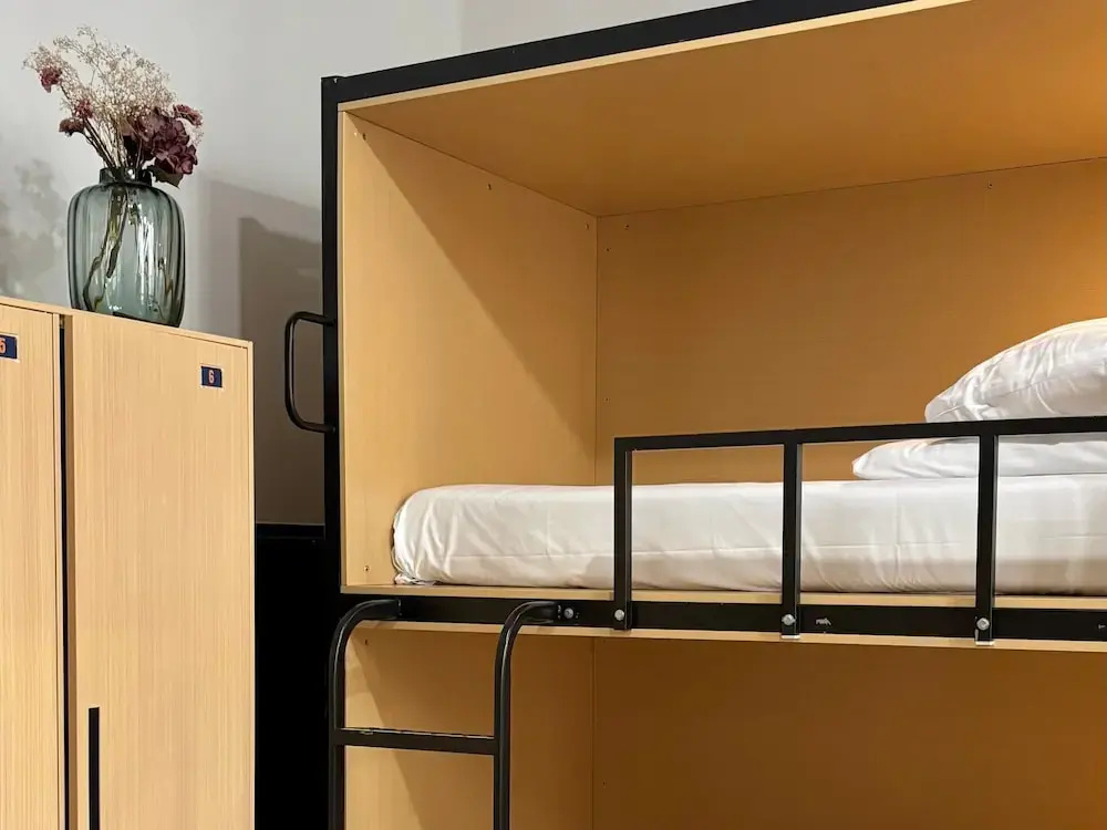 Bed in Dorm (female dorm) with courtyard view