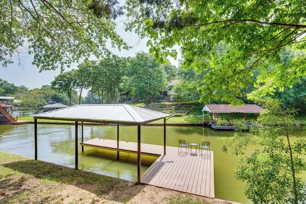 Dock & Fire Pit: Cedar Creek Lakefront Retreat!
