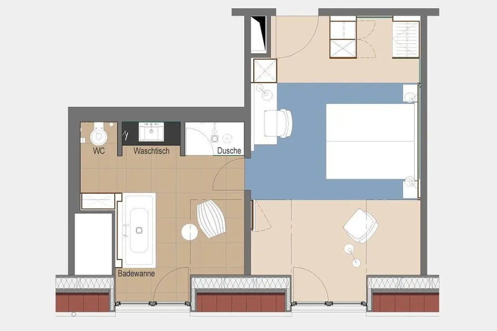 尊爵雙人房，可眺望水景，配備大雙人床