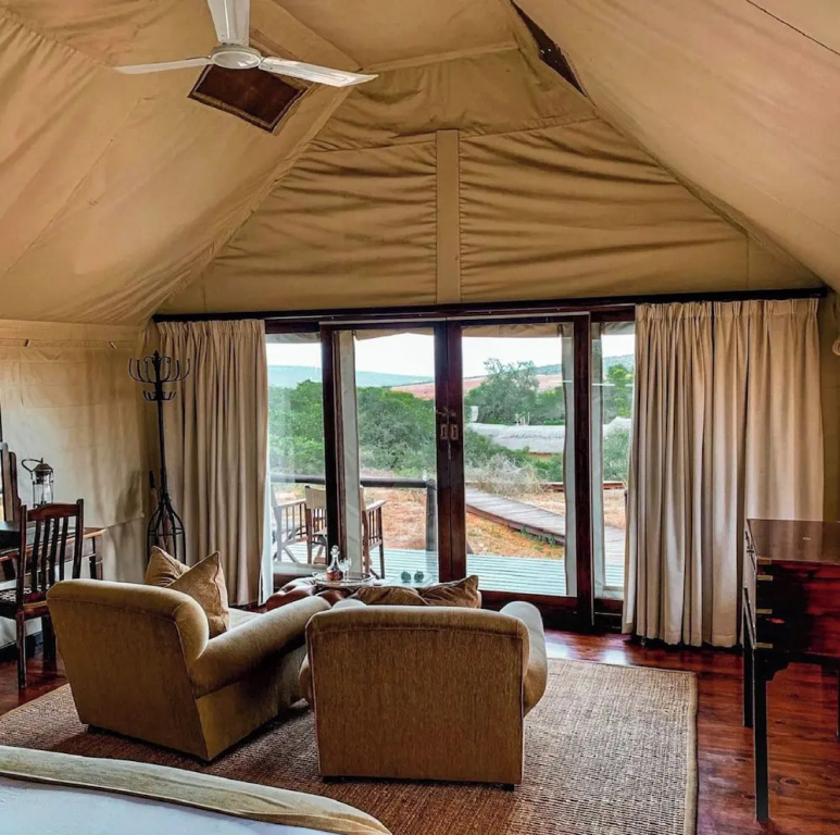 Tent with balcony