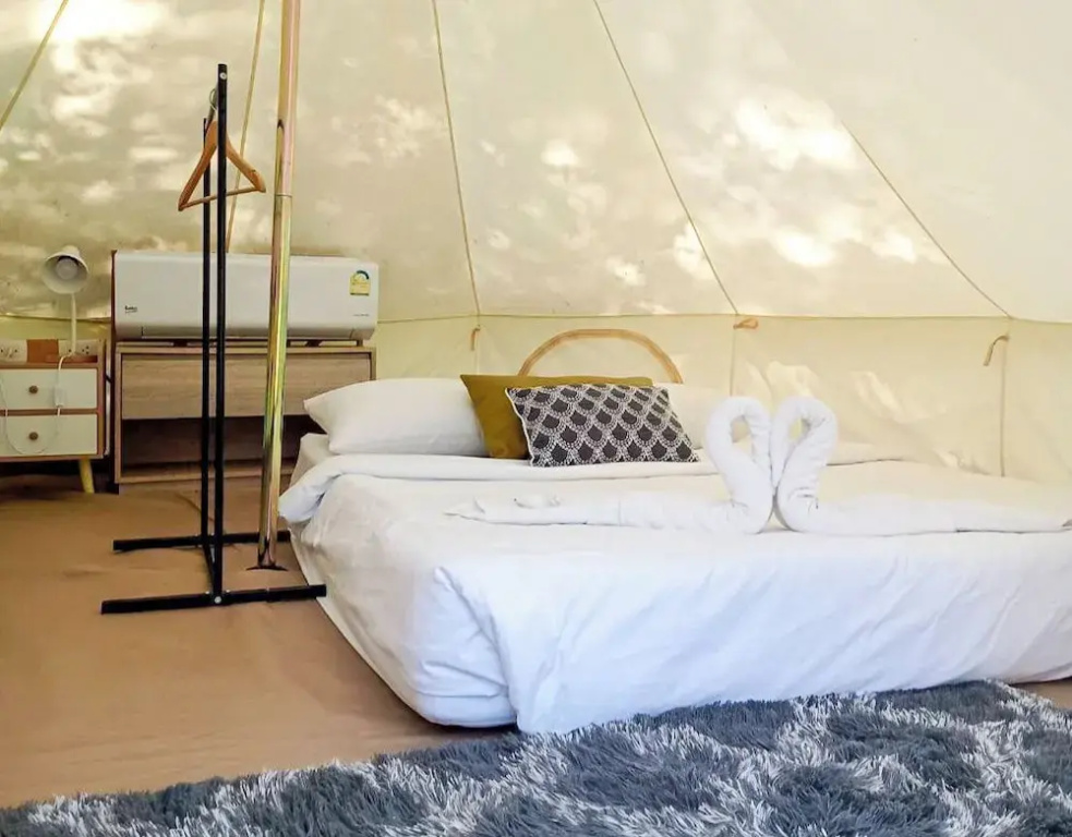 Tent with mountain view