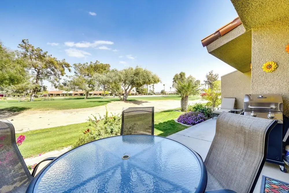Furnished Patio + Resort Pools: Palm Desert Condo