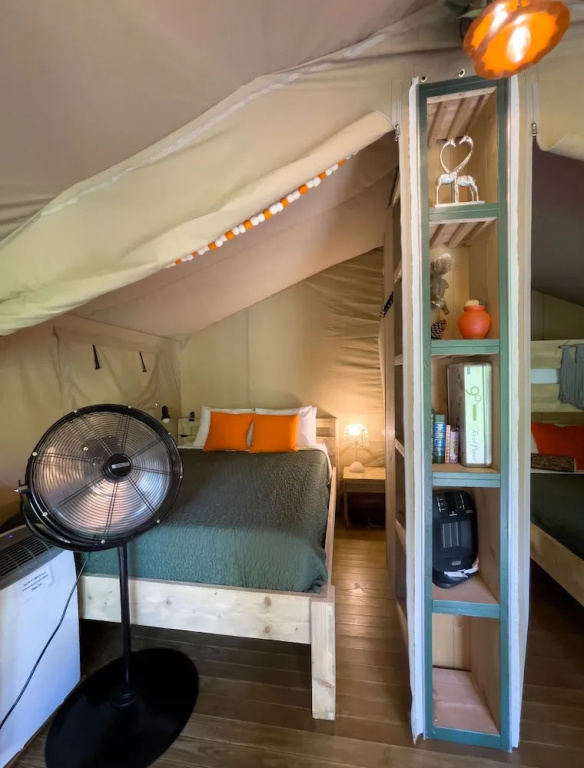 Tent with balcony and with river view