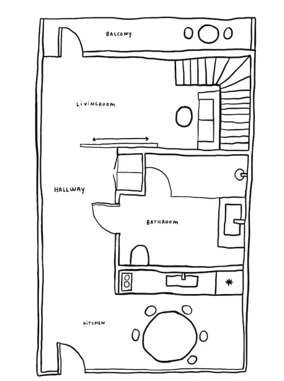 Studio with balcony
