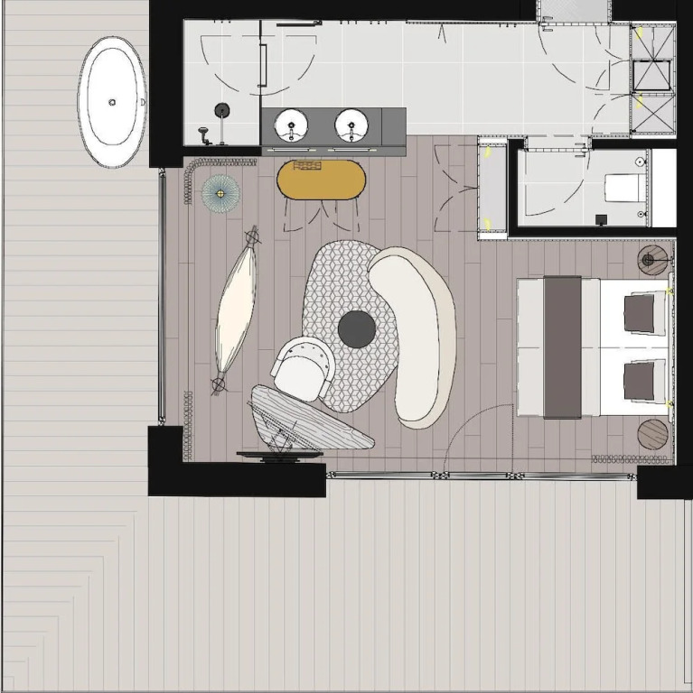 頂級四人套房，雙人床