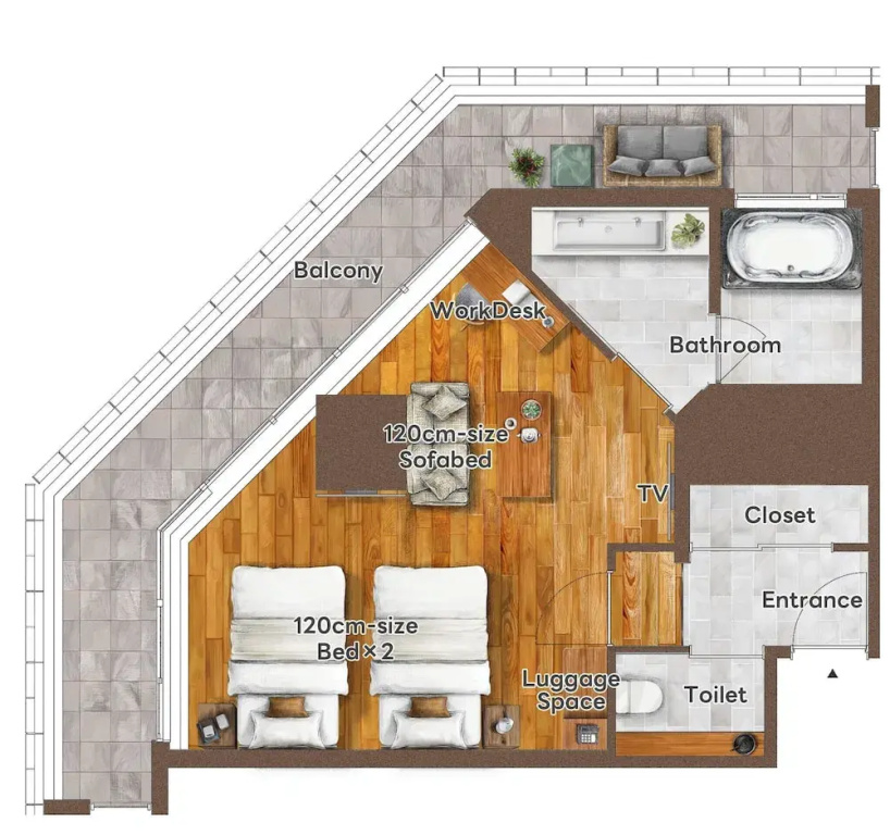 Deluxe Triple room with balcony