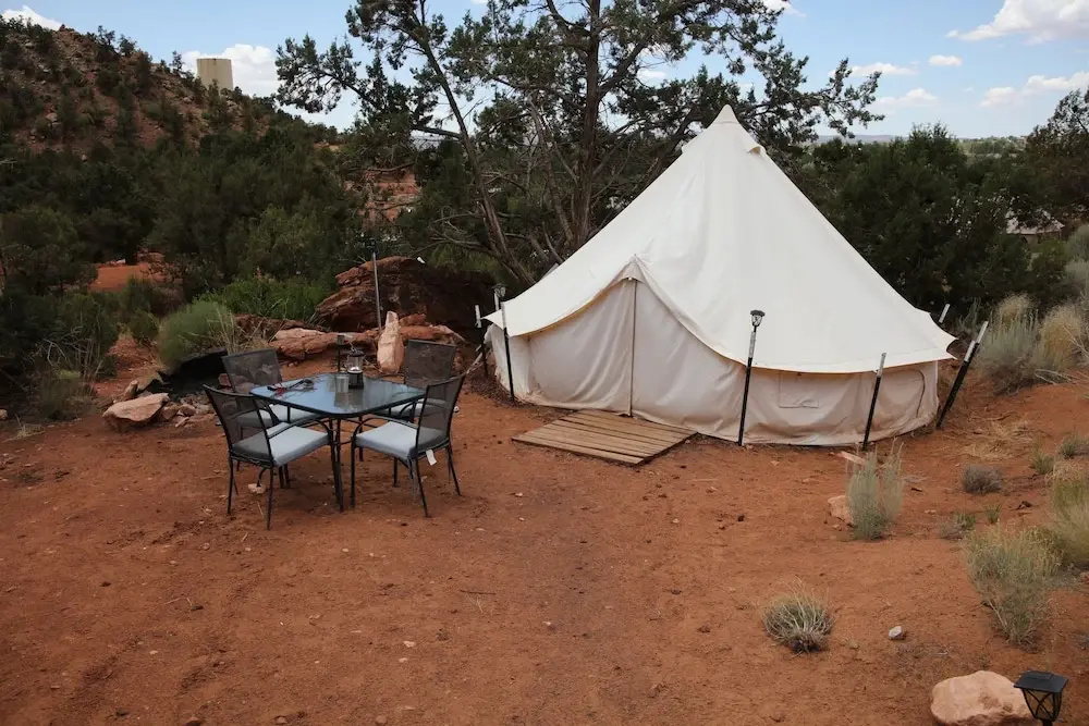 Tent with mountain view