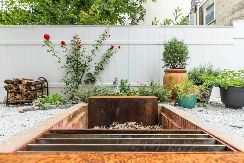 Modern European Home - Garden Patio w/ Firepit