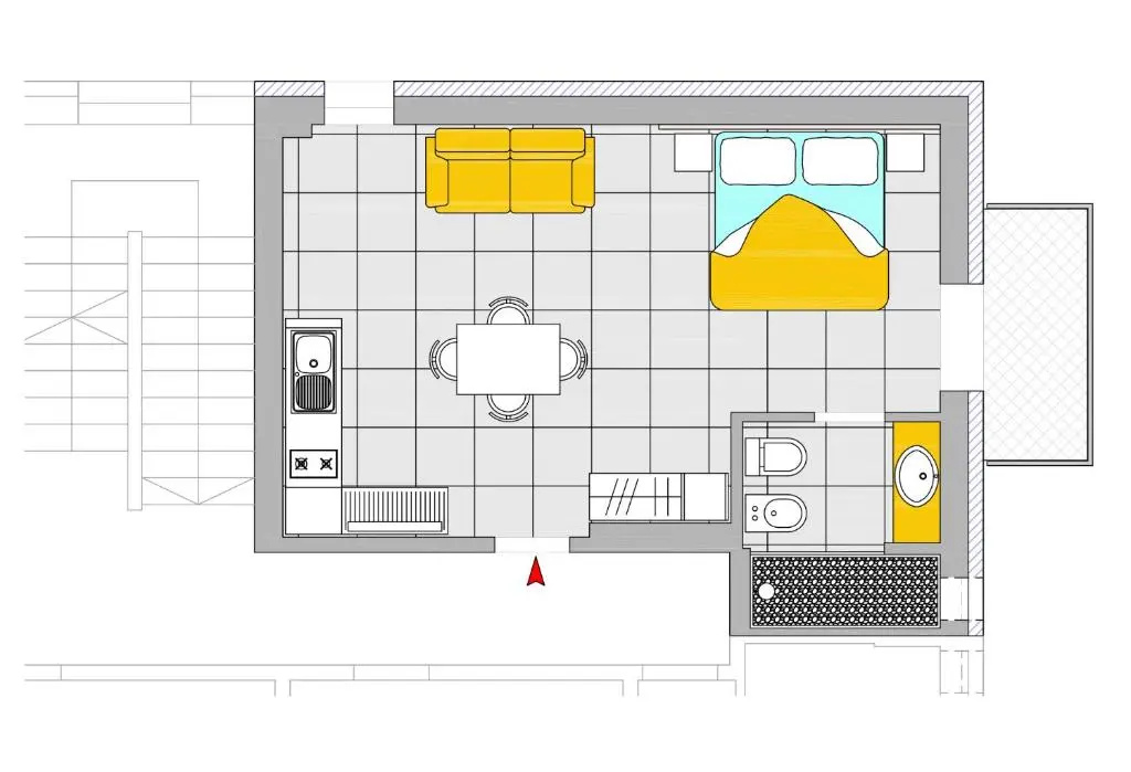 Studio with balcony