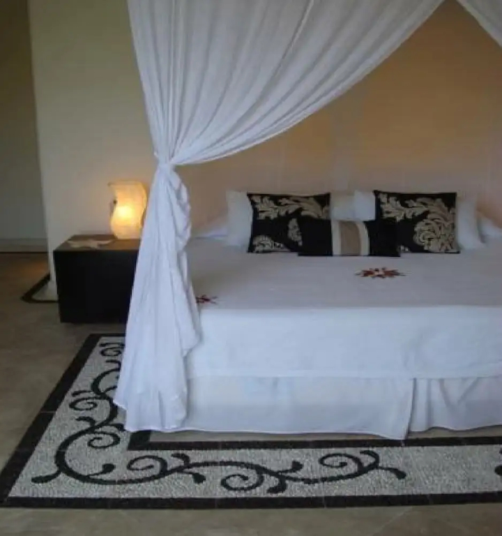 豪華海景雙人套房，配有雙人床