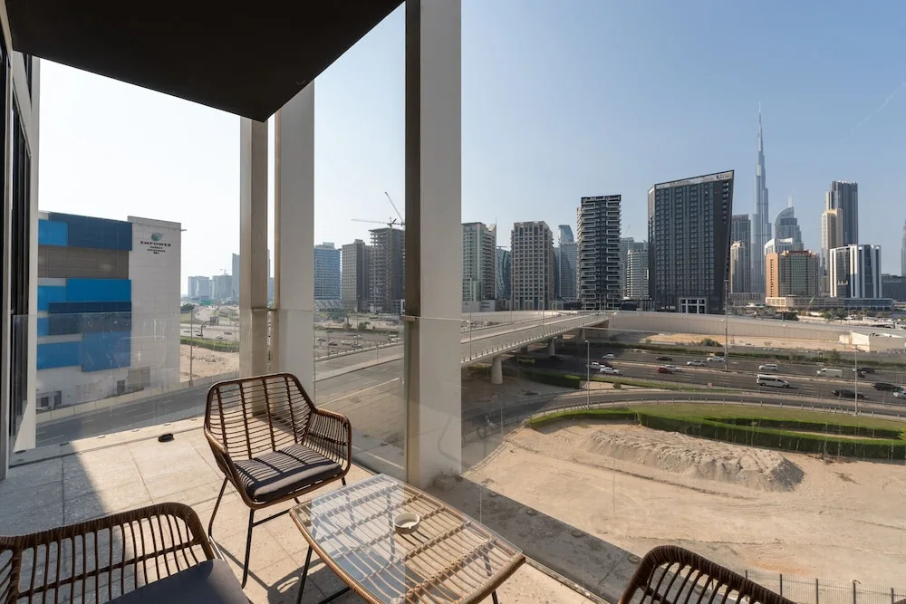 Chic Studio w Burj Khalifa View Balcony