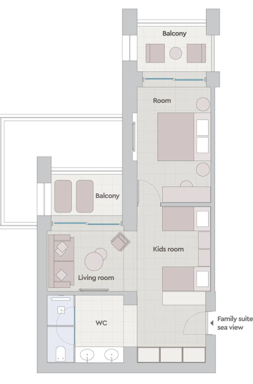 Bungalow Family Suite with sea view
