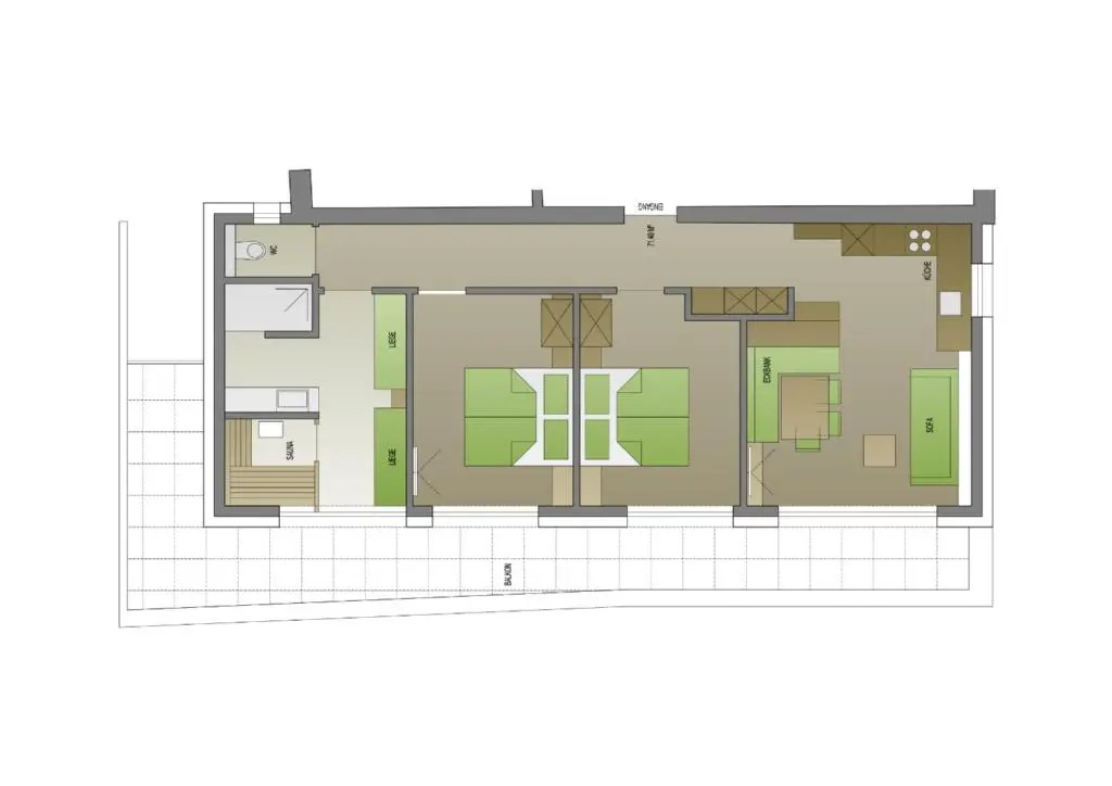 Double Apartment with garden view full double bed
