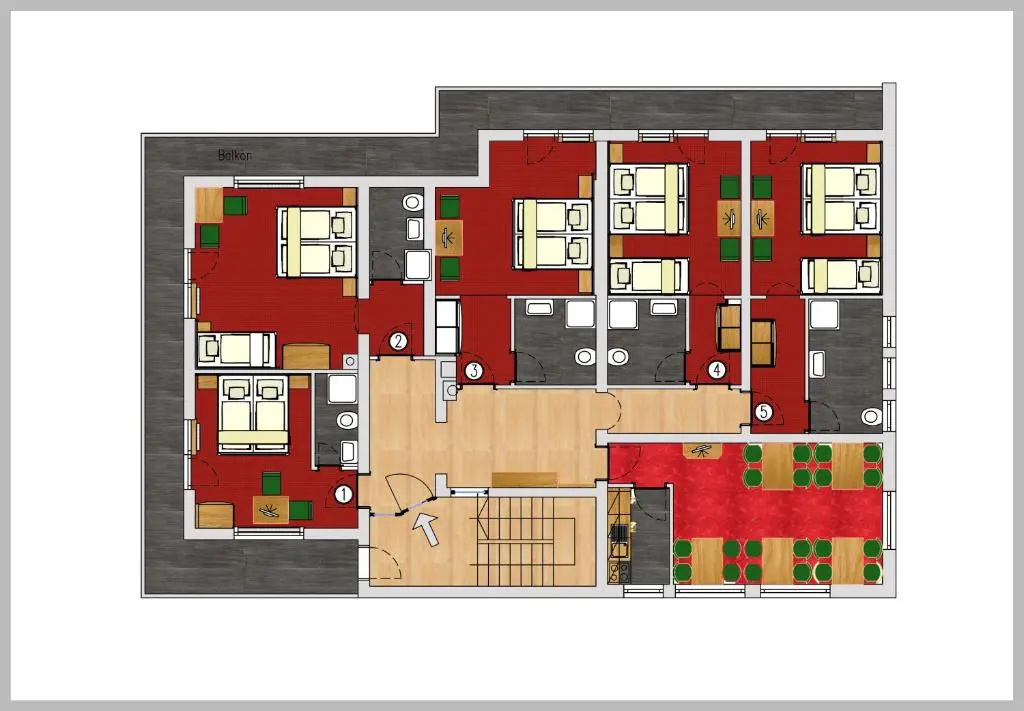 5 Bedrooms Apartment with balcony