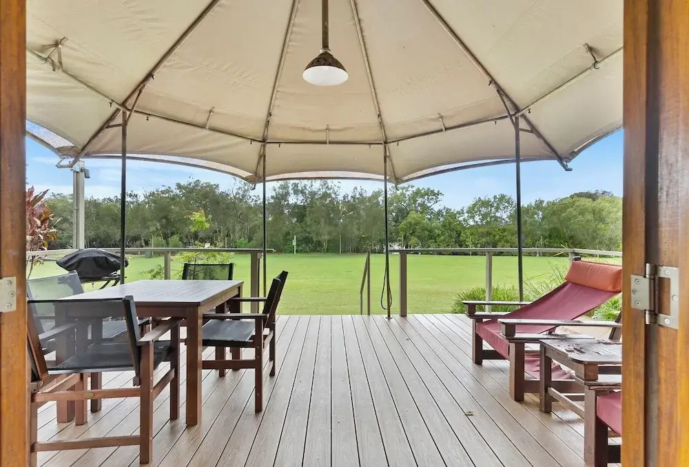 Tent with balcony