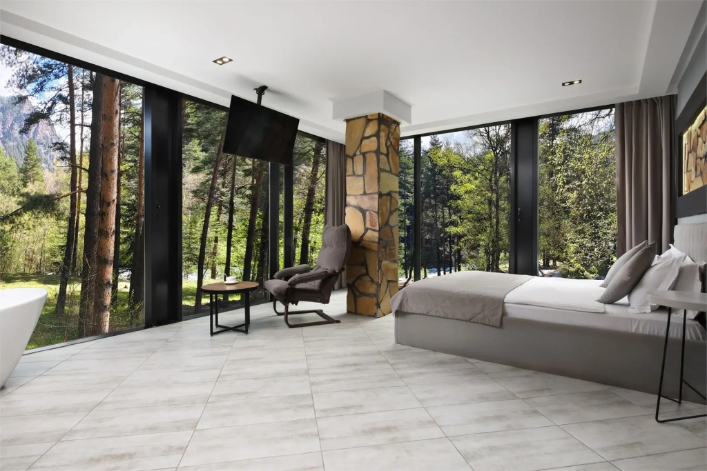 Deluxe with Fireplace Double room with panoramic view (full double bed)