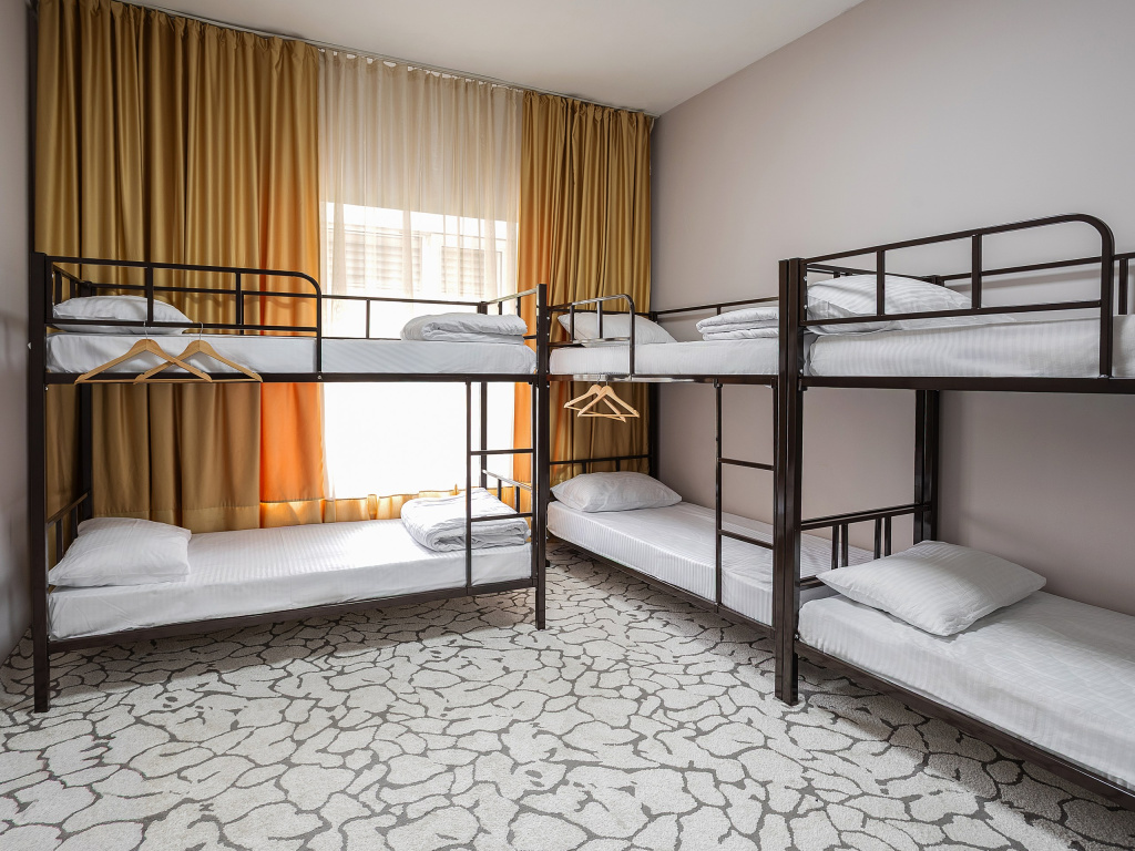 Bed in Dorm with balcony and with city view
