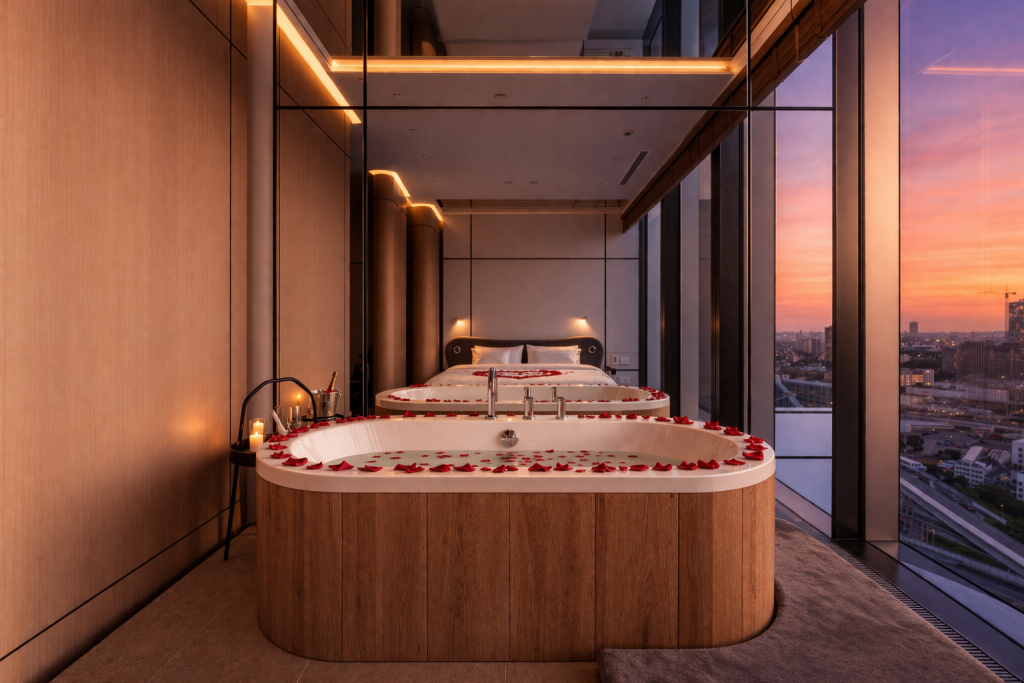Апартаменты Sky City Moscow Ванна у окна! Закатная сторон! Дизайнерский Премиум Апартамент! — фото