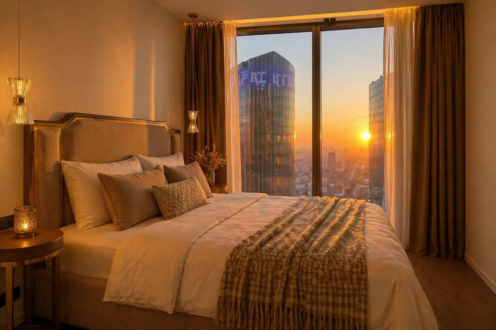 Апартаменты Sky City Moscow 75 этаж! Шикарный вид на МГУ, Парк Победы, Лужники, башни и город! Дизайнерский! Закатная стороны! — фото