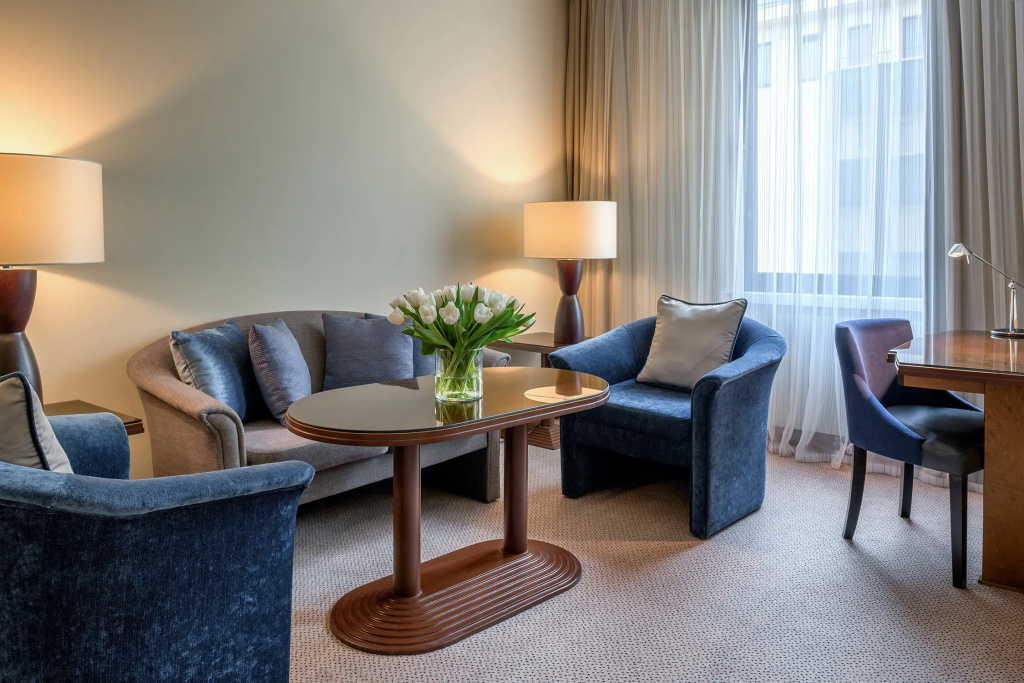 Corinthia Hotel Room Type - Double Suite with courtyard view full double bed
