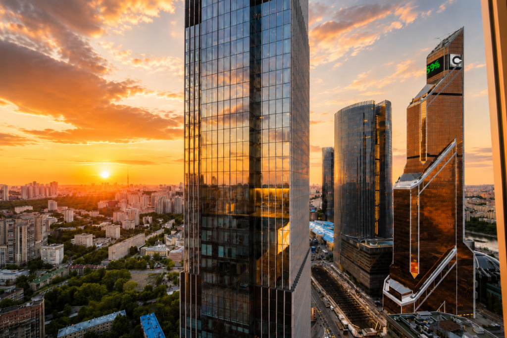 Отель Апартаменты Sky City Moscow LUX Студия с большим окном с видом на все башни и город! в Москве