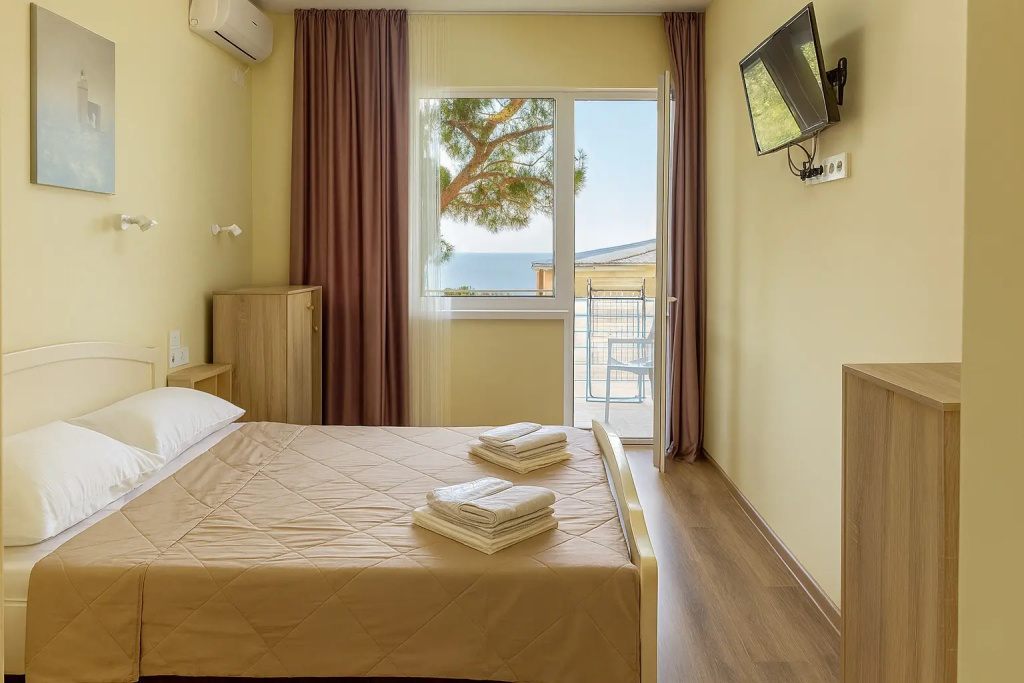 2-room Family (5 Floor, Building Crete) room with balcony and with partial sea view