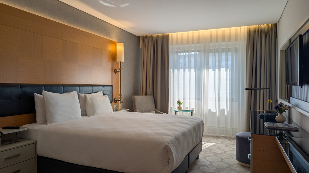 Standard room with city view, full double bed and sofa room photo 1