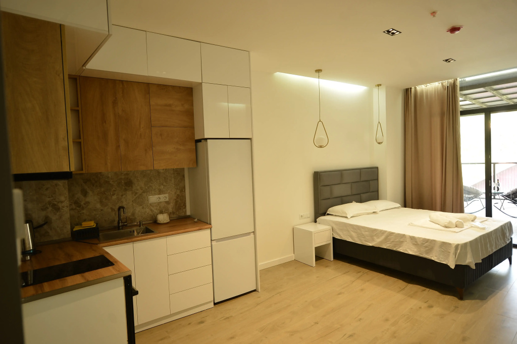 Double Studio with balcony and with mountain view (full double bed)
