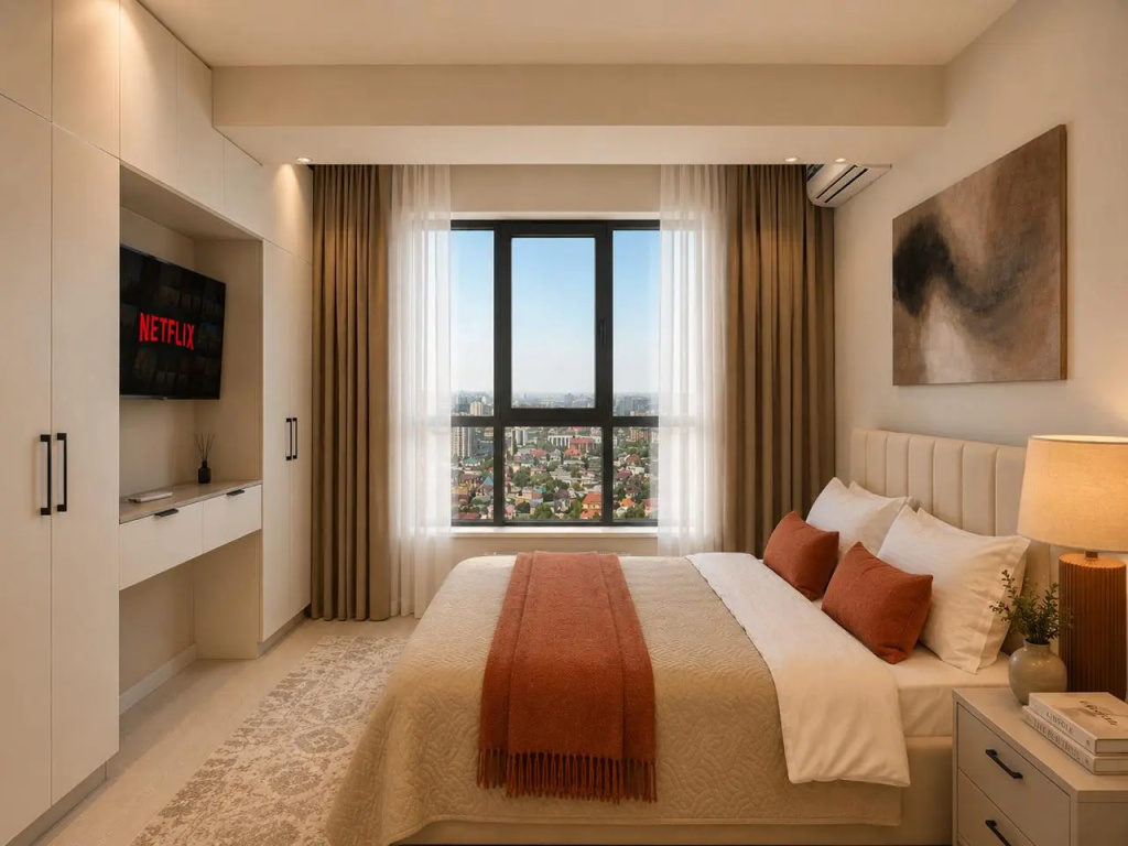 Апартаменты Дизайнерская студия в Modera Tower с видом на город — фото