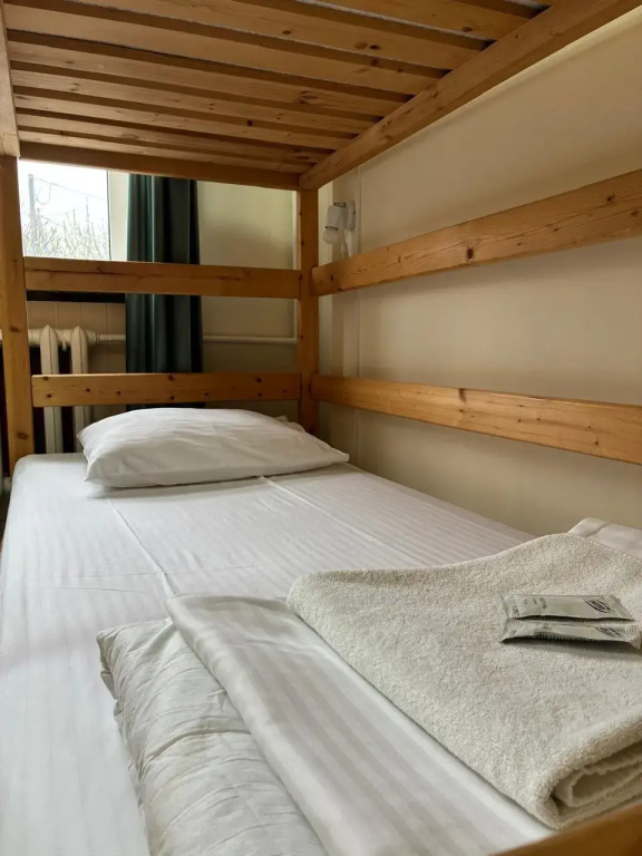 Bed in Dorm (female dorm) with courtyard view