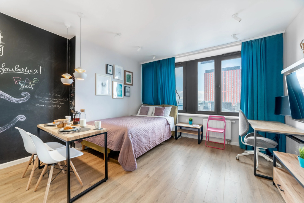 Отель Апартаменты SMART LOFTS | Aquamarine | Вид с 24 этажа на закат | ЖК бизнес-класса в Москве