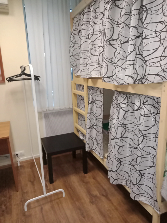 Bed in Dorm with courtyard view