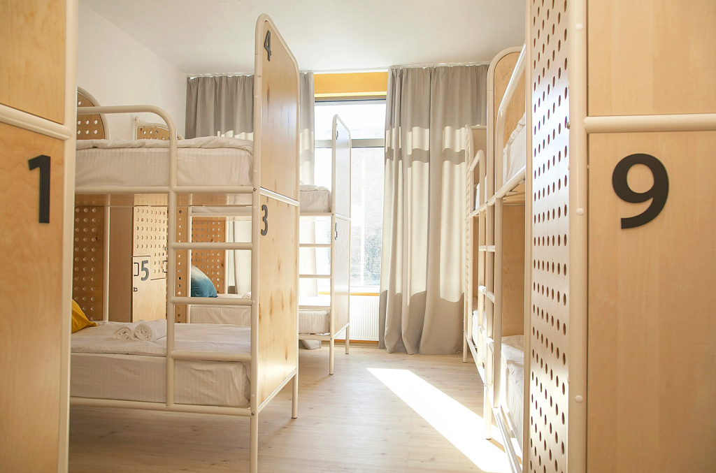 Bed in Dorm with city view