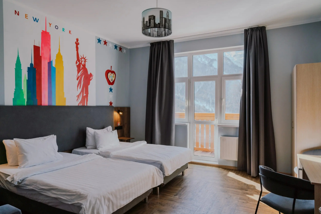 AYS Design Rosa Khutor Hotel Room Type - Extra-Space Double Room in block with balcony and with mountain view twin beds