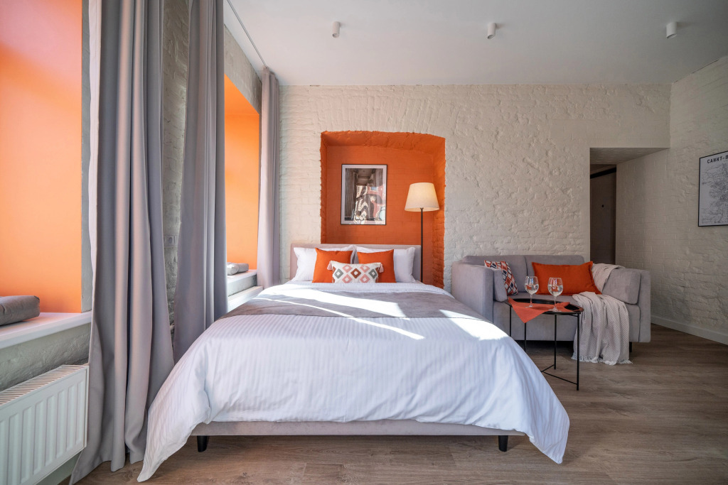 Двухместная семейная студия с видом на город двуспальная кровать в Light house