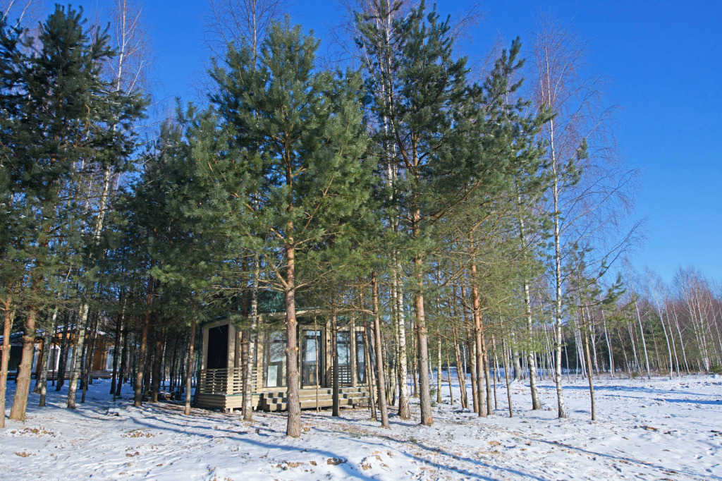 Двухместный коттедж c 1 комнатой с красивым видом из окна двуспальная кровать в Топорок