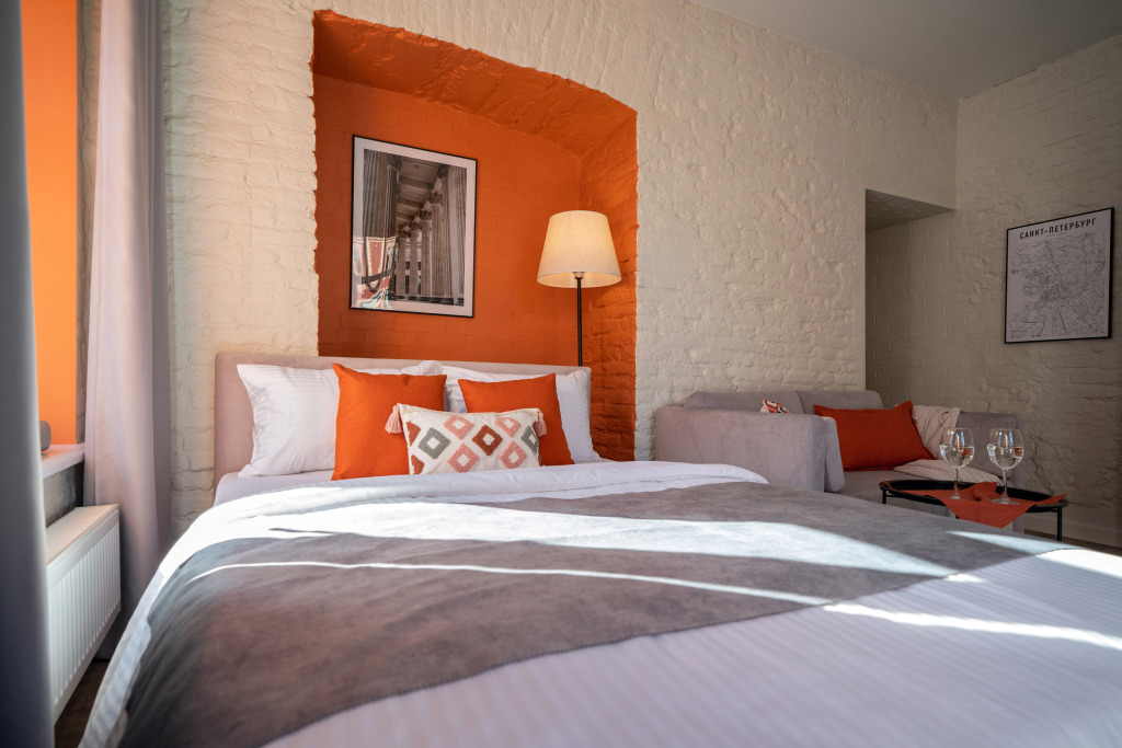 Двухместная семейная студия с видом на город двуспальная кровать в Light house