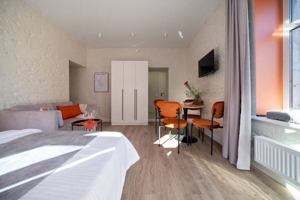 Двухместная семейная студия с видом на город двуспальная кровать в Light house