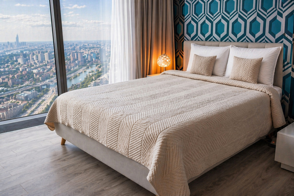 Отель Квартира Просторная студия на 75 этаже в Башне Федерация в Москве