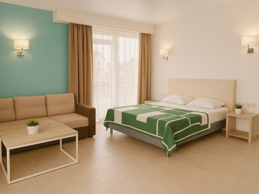 Deluxe Quadruple room with balcony and beachfront