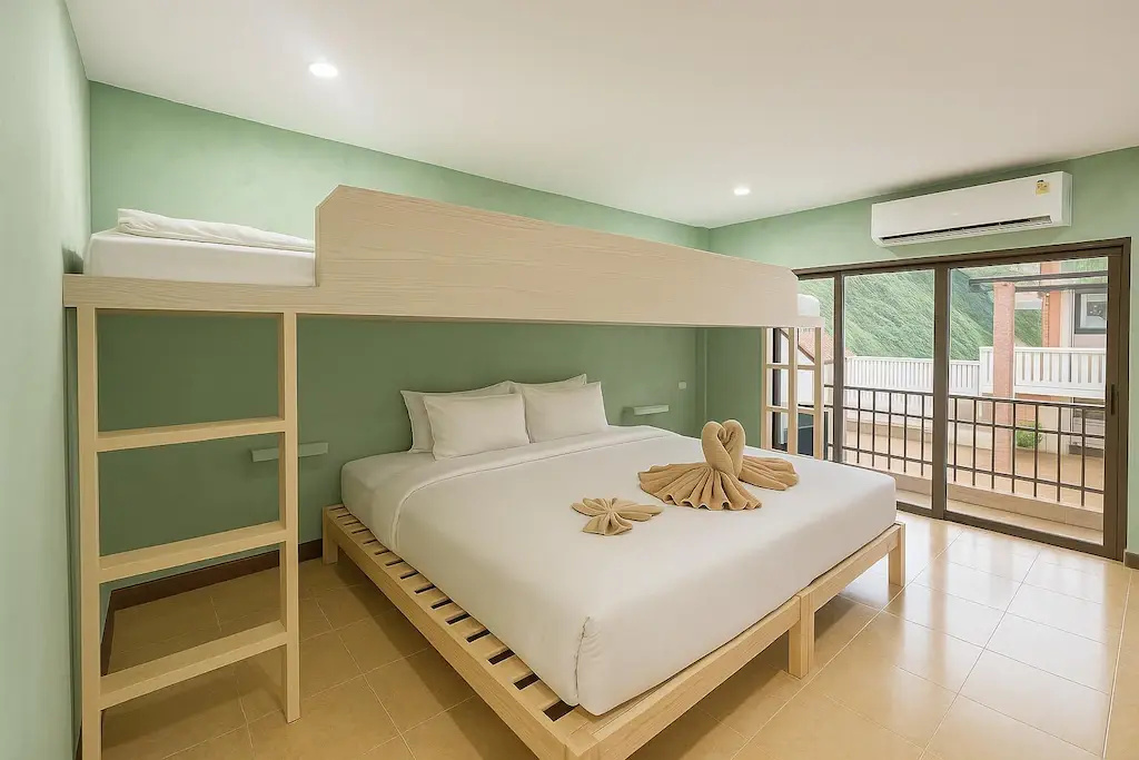 1 Bedroom Quadruple Family Suite with balcony
