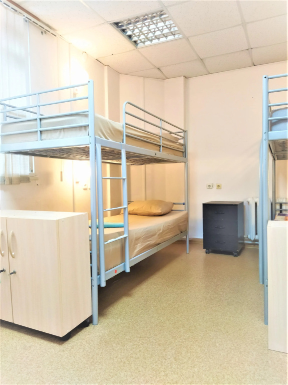 Bed in Dorm (female dorm) with courtyard view